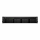 Synology Synology Rack 2U, QC2.4GHzCPU/2GbDDR3-L(upto16)/RAID0,1,5,6,10/upto 8 hot plug HDDs SATA(3,5'or2,5')(upto 12 with RX418)/2xUSB3.0/1eSATA/iSCSI/4xGbE(+1Expslot)/2xIPcam(upto 40)/1PS/norail