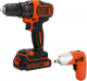Набор BLACK & DECKER Дрель аккумуляторная bdcdd186kb-qw +Отвертка аккумуляторная kc3610-ru 