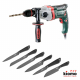 Набор METABO Дрель be 850-2 БЗП (600573810) +Нож для хлеба 32-18 +Нож 32-17 +Нож поварской 32-20 +Нож кухонный 32-16 +Нож для очистки овощей 32-15 +Нож Сантоку 32-19 